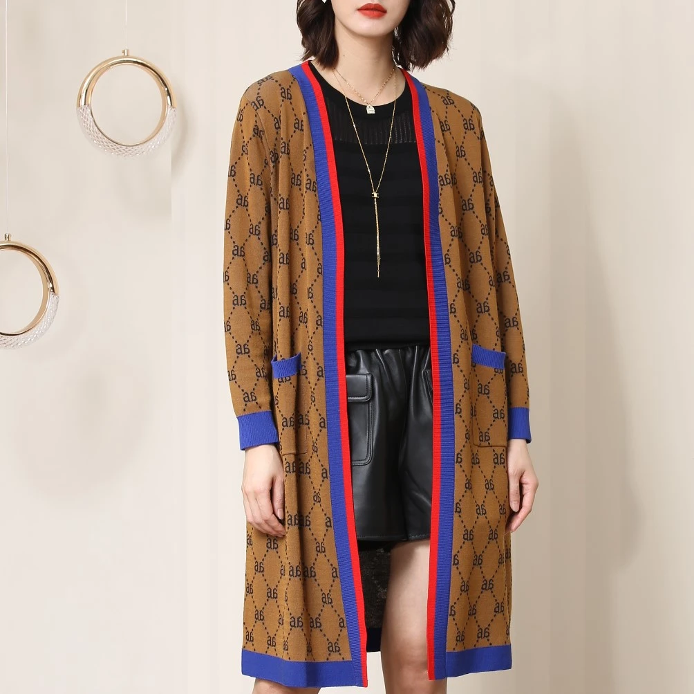 100%莱赛尔纤维字母开衫 3925F 大牌感时尚百搭显瘦针织衫