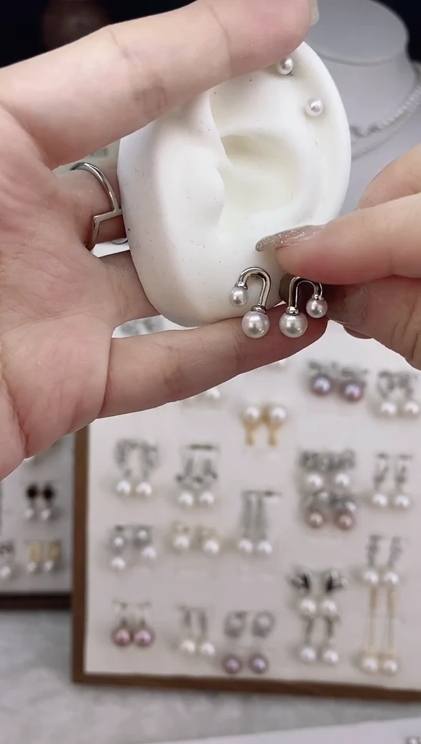 银S925镶嵌耳饰淡水珍珠018