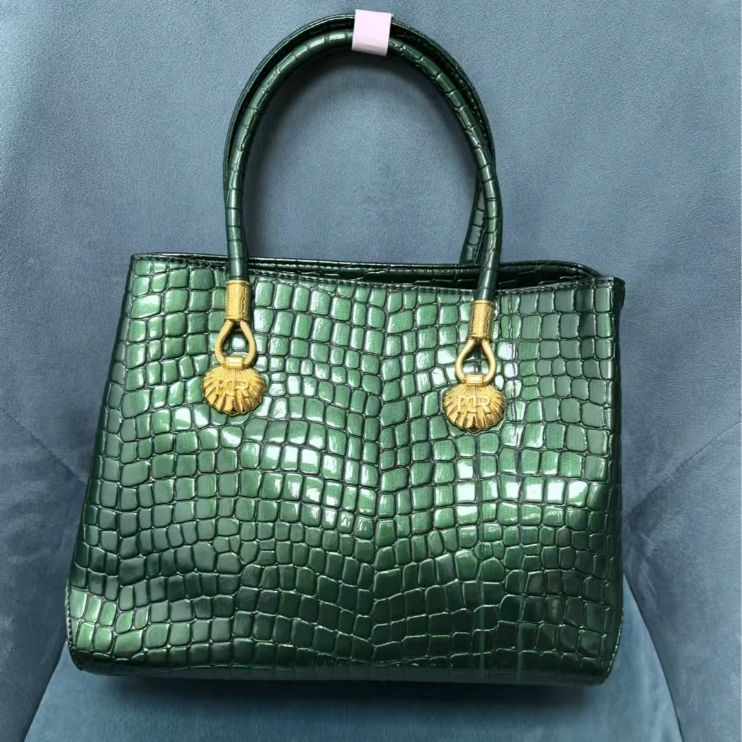 时尚百搭墨绿贵妇蛇纹欧美风手提包 055