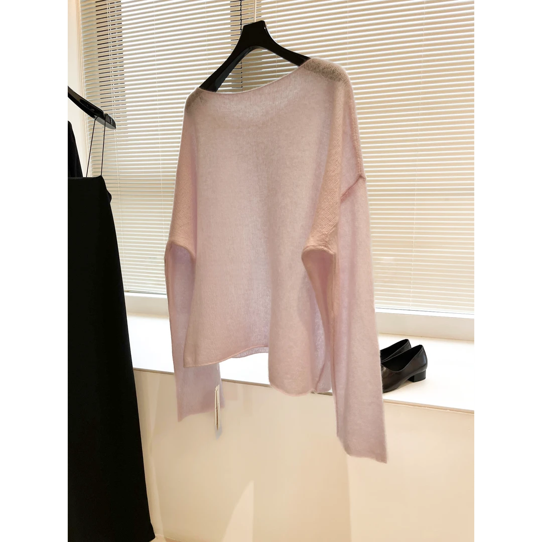 怒推，巨喜欢这件的！温柔粉色针织衫女糯软舒适圆领气质款宽松上衣