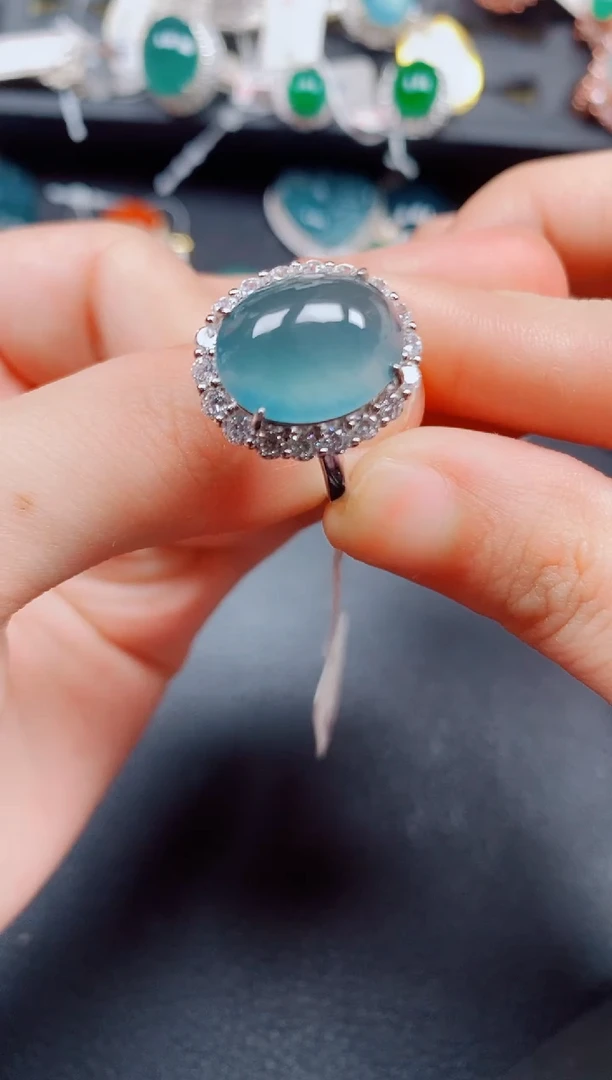 银S925镶嵌戒指翡翠翡翠