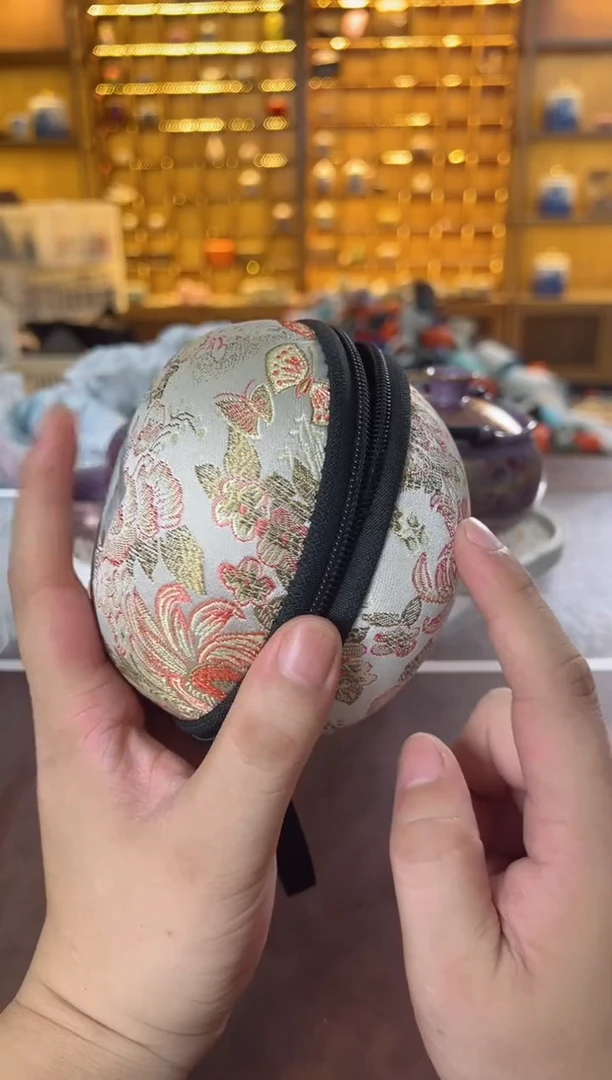 瓷片淘生活缠枝莲金银错紫汝宝瓶旅行套装+茶盘