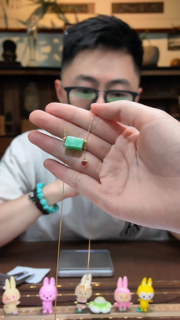 翡翠银S925镶嵌颈饰S925银翡翠颈链QK