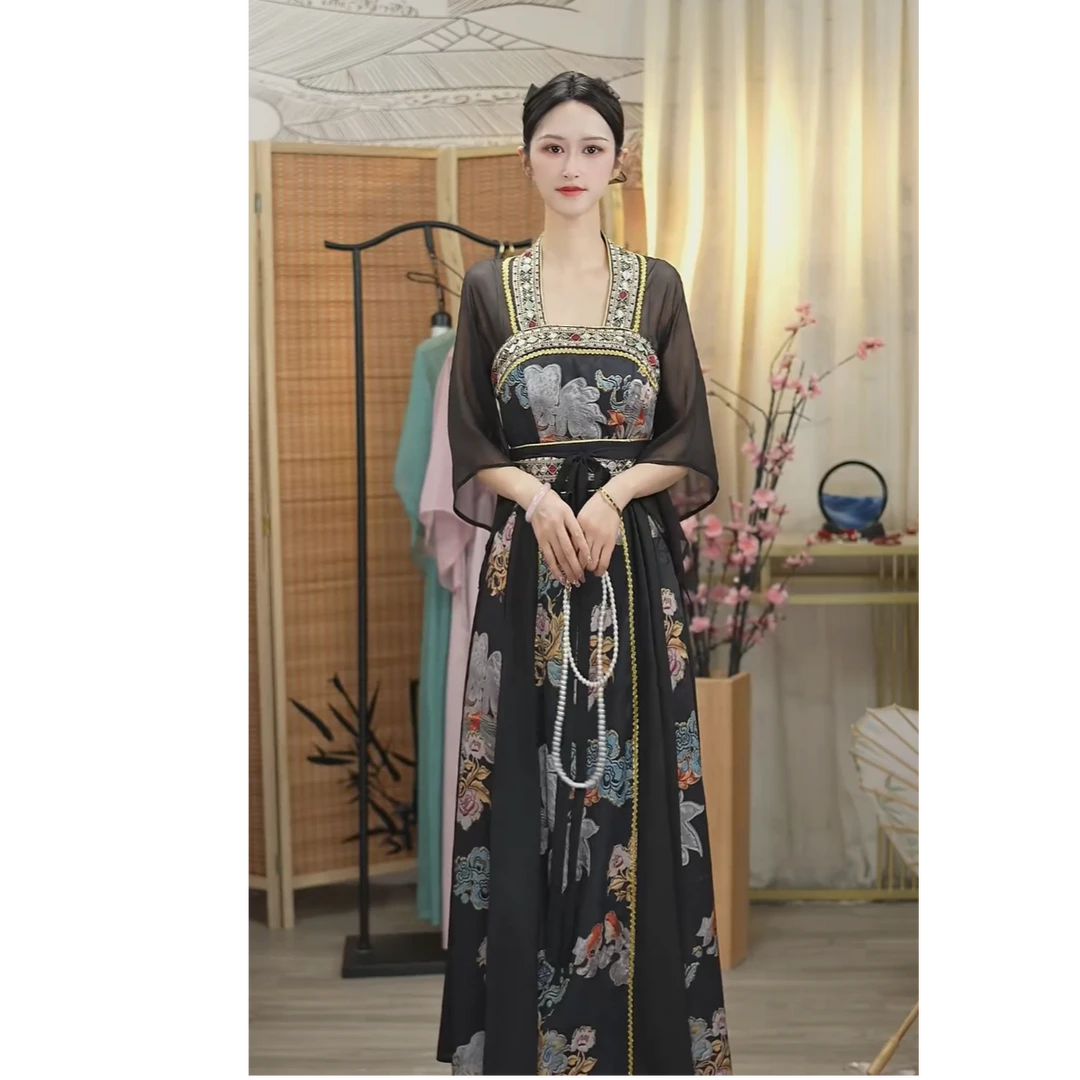 花无雪2025夏季新款中国风飘逸日常长款连衣裙1639