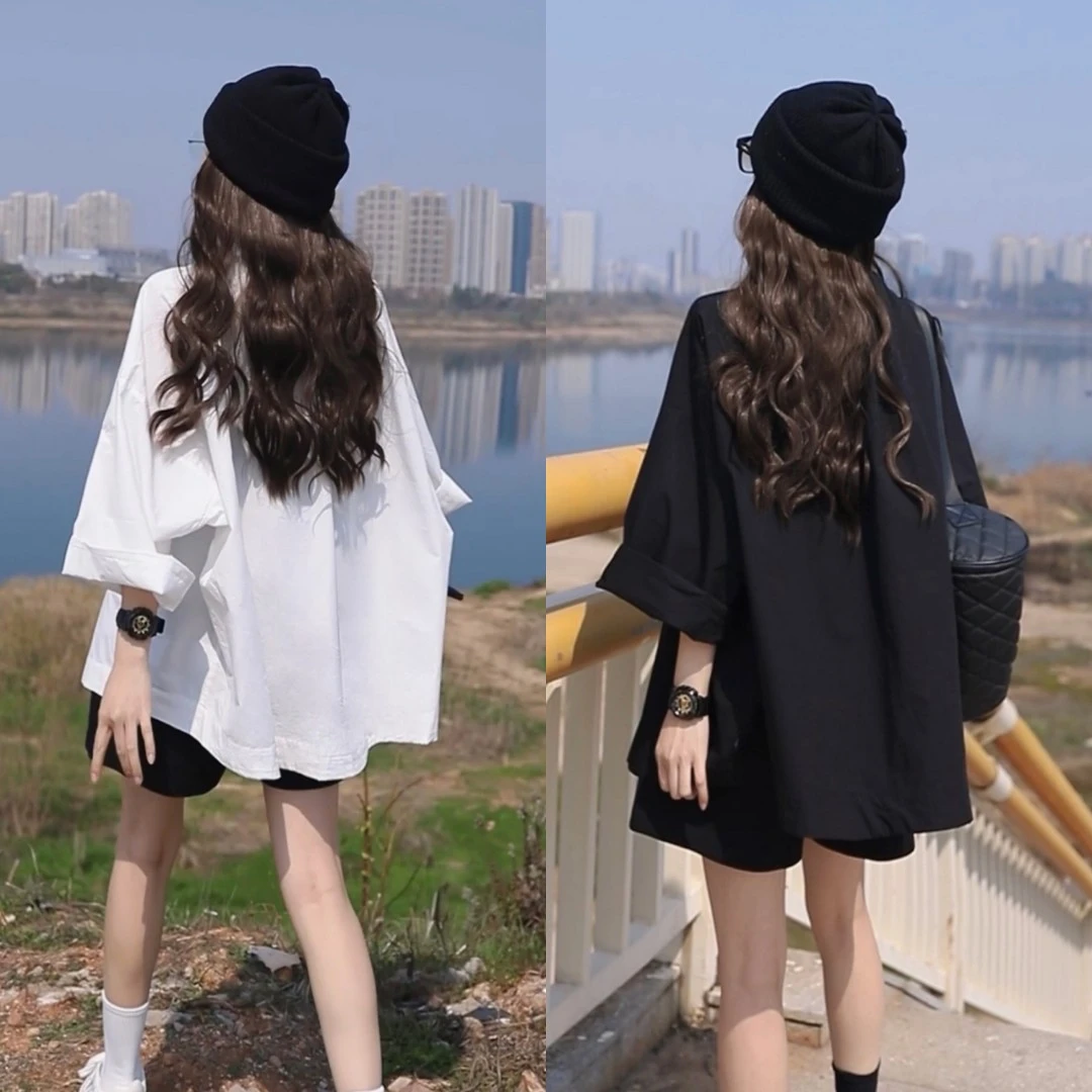 大码女装夏款2025新款时尚韩版短袖宽松衬衫设计感小众休闲短裤