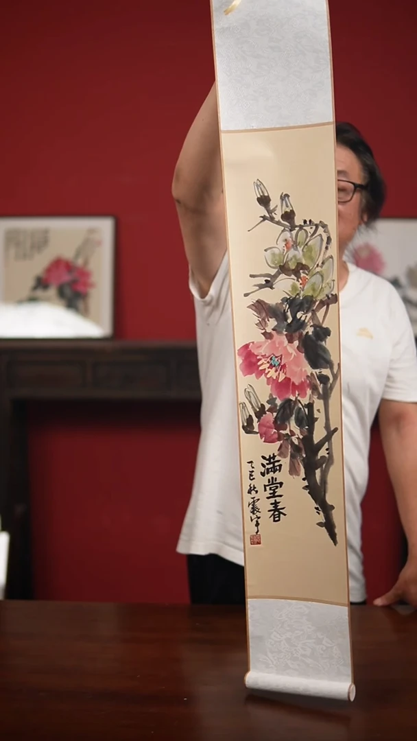 国画手绘17*110卷轴李庆云作品