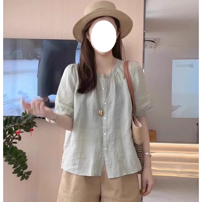 短袖衬衫女夏季宽松衬衣2025年新款流行别致绝美小衫气质洋气上衣