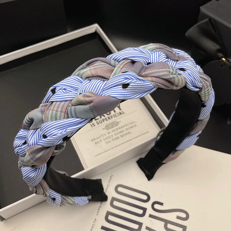 新款编织极简风原创设计日韩网红女士简约头饰休闲风窄边发箍复古