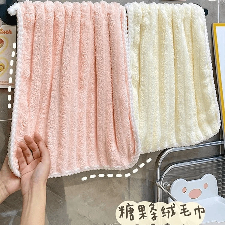 糖果条绒毛巾一条 颜色随机30*60