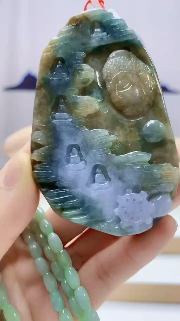 未镶嵌定制翡翠4812DD-毛货挂件赠珠链61