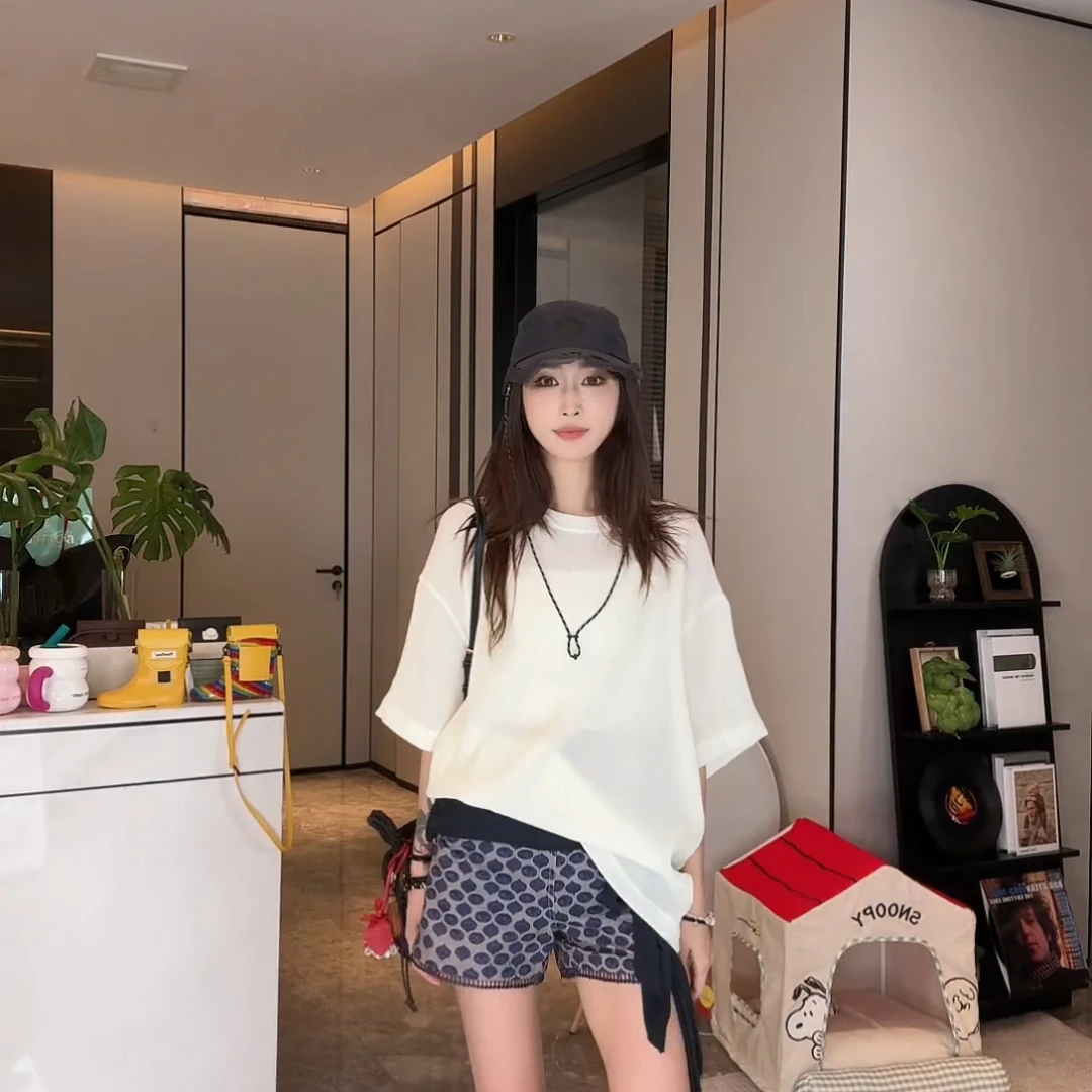 PCNY「空白日记」不理理夏季新款小众女装百搭纹理感圆领短袖女t恤