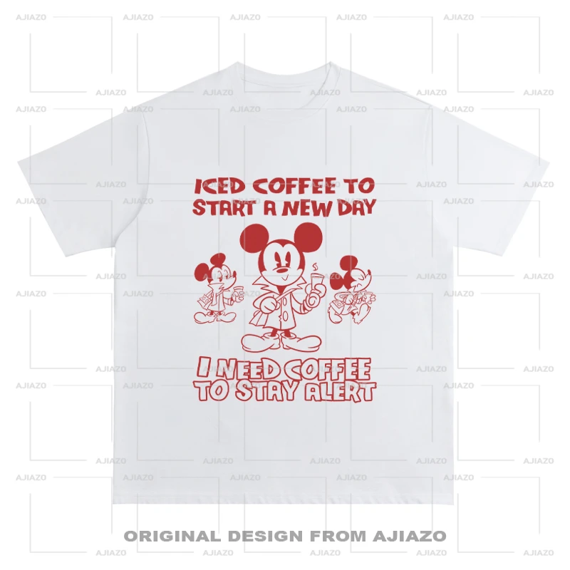 老狗十三【冰美式米奇】纯棉短袖T恤 重磅男女同款宽松百搭休闲上衣