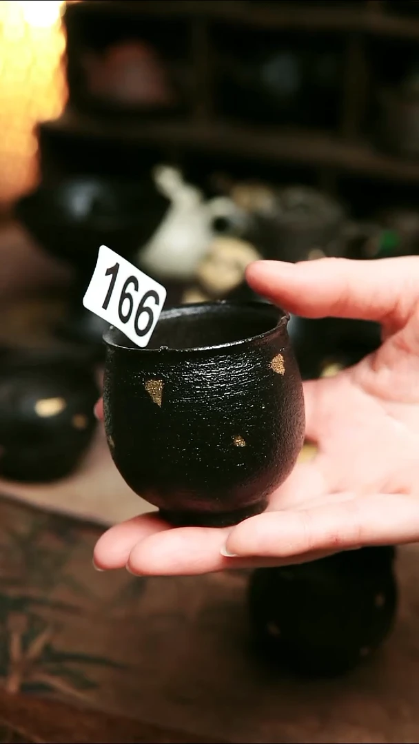 166号紫砂全手工黑金主人杯75ml