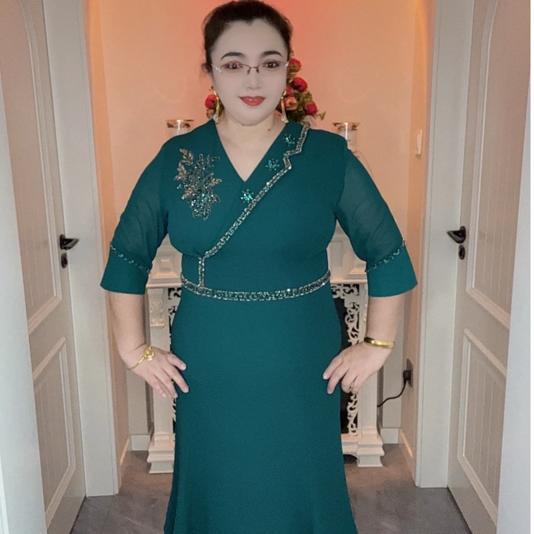 【AYYU】秋冬新款时尚气质质感妈妈连衣裙显瘦遮肉百搭休闲中式