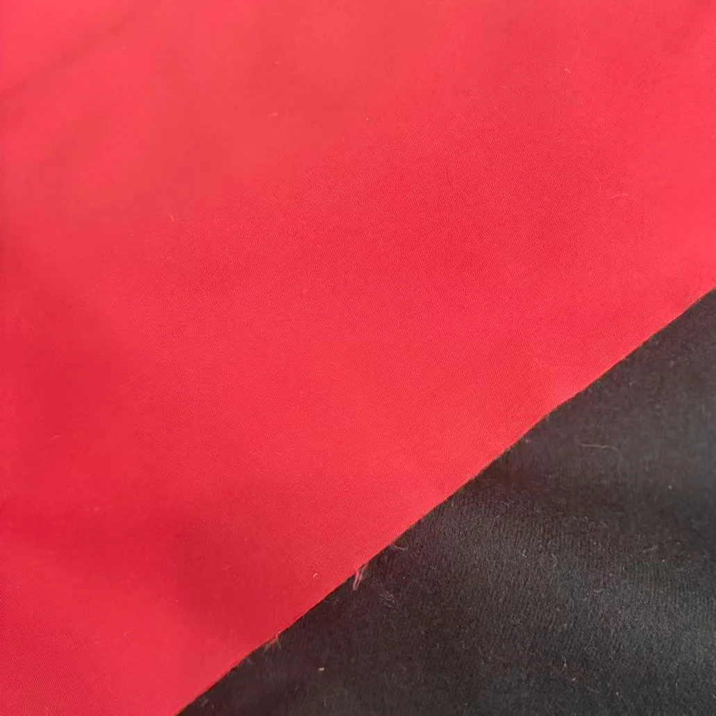 酒红色加绒冲锋衣面料