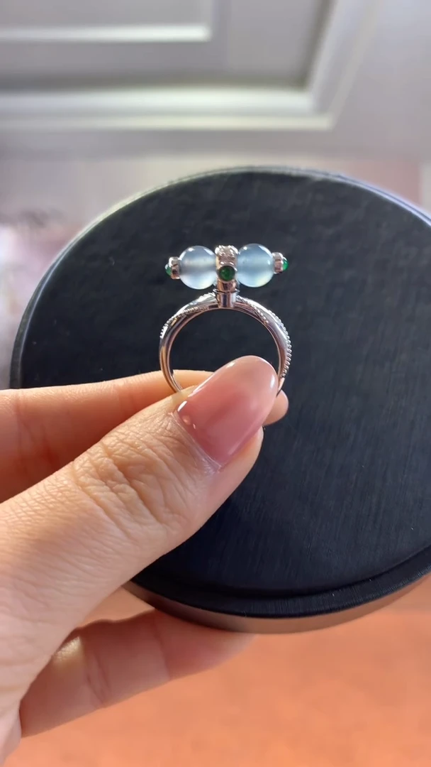 银S925镶嵌挂件翡翠翡翠戒指