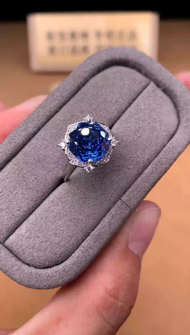 银S925镶嵌戒指托帕石2222