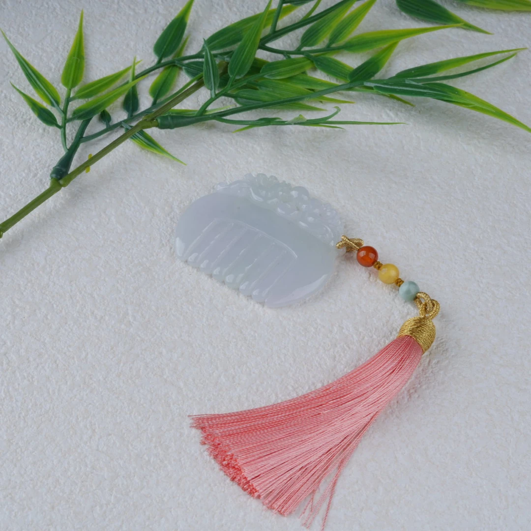 天然翡翠一梳百顺梳子A款