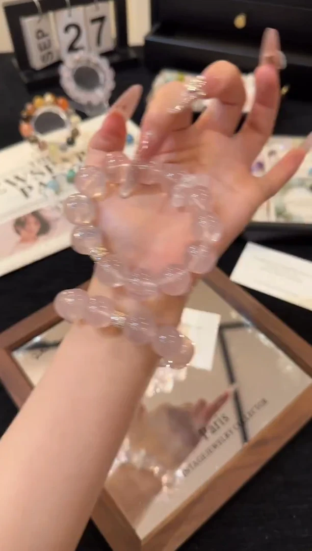 合金手链水晶粉水晶x2631