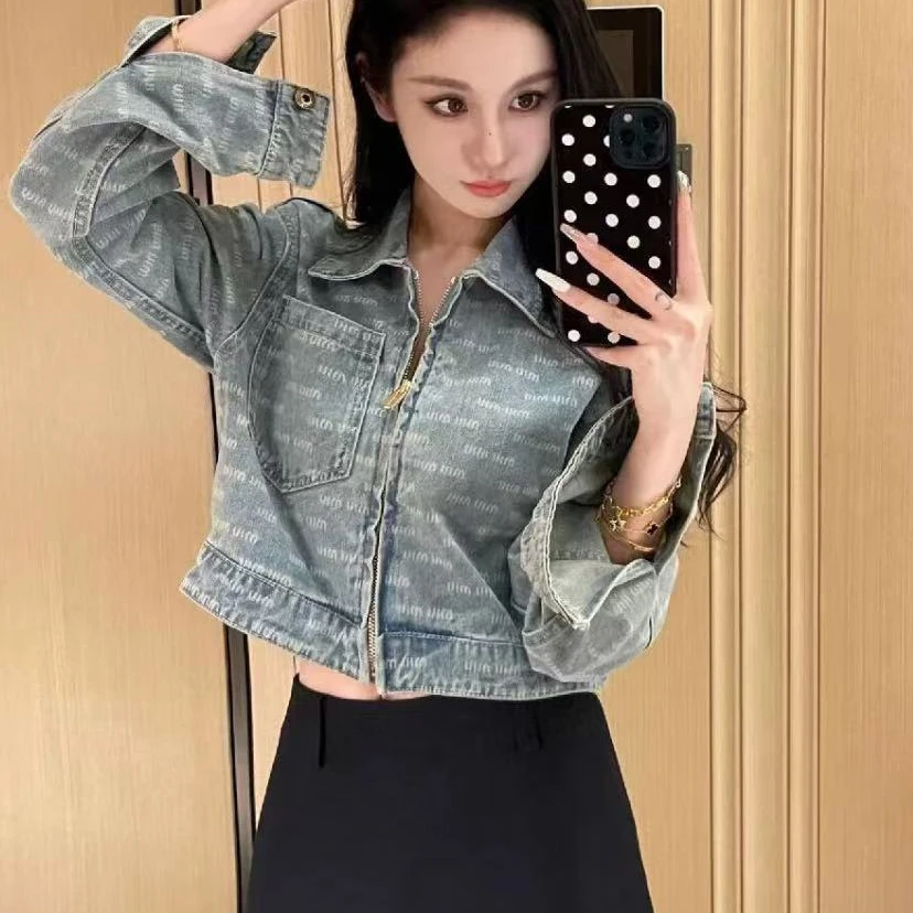 未使用 MIU MIU/缪缪 浅蓝色拉链牛仔外套