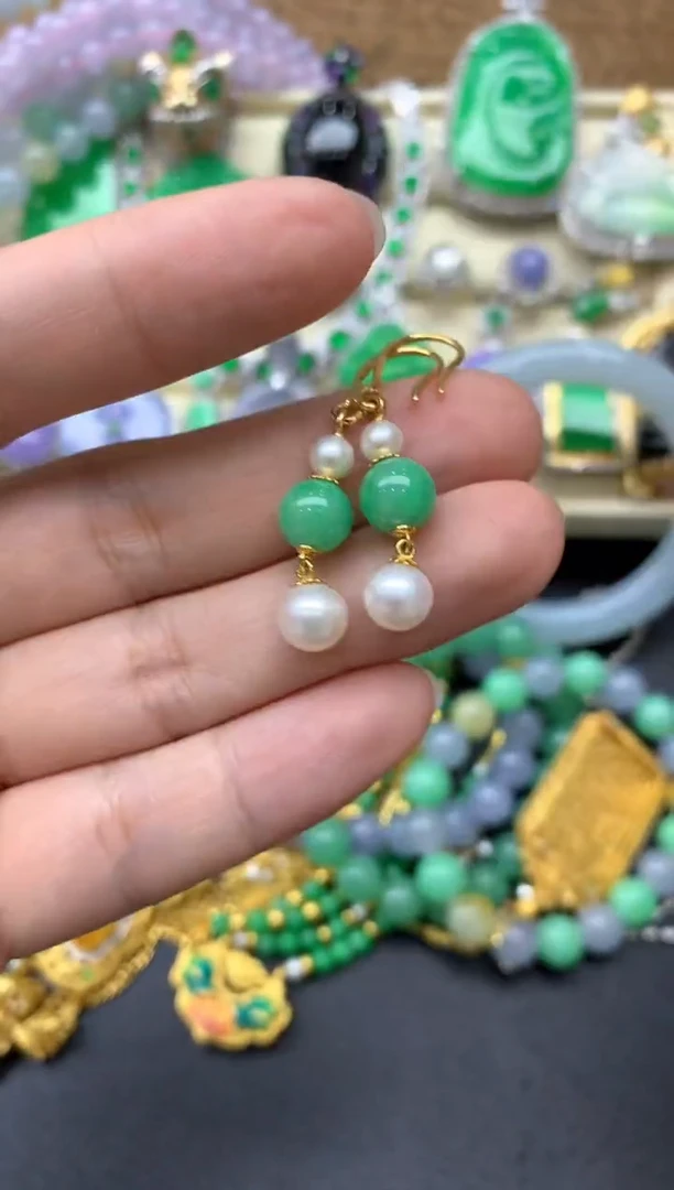 【闪购商品】翡翠耳饰18K金镶嵌453-中国好珍宝