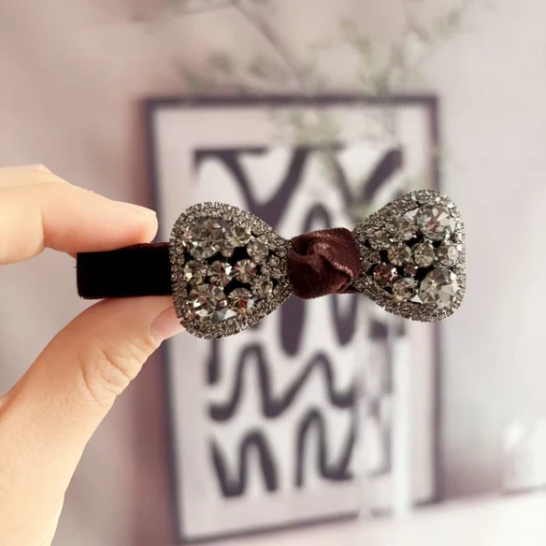 韩国轻奢气质蝴蝶结闪闪发夹A60