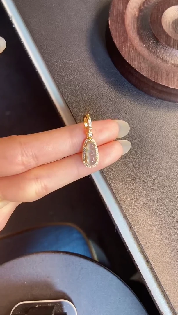 吊坠(不含链)银S925镶嵌翡翠天然A货翡翠