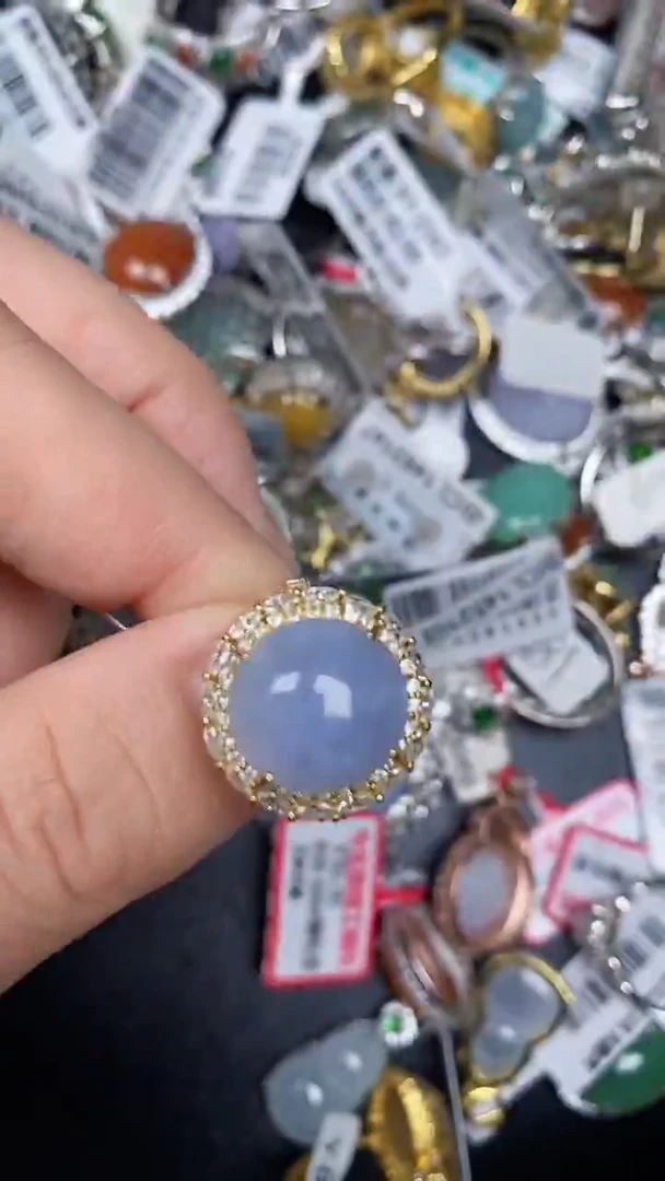 银S925镶嵌戒指翡翠3050