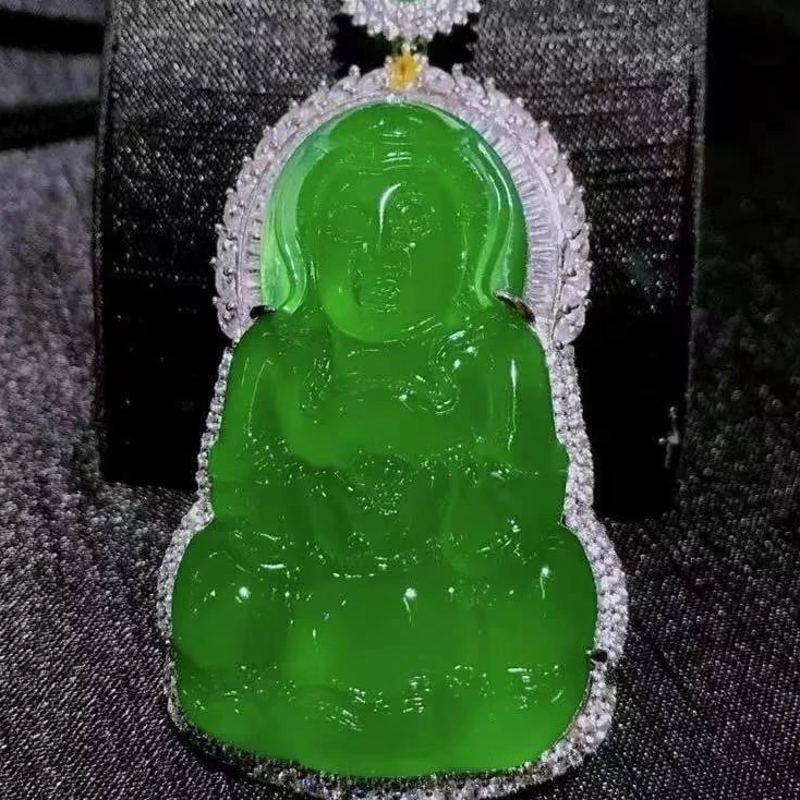 典藏天然清脆冰透观音吊坠赠绳