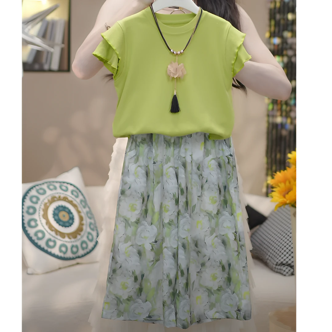 女童套装夏季2025新款洋气时髦网红韩范女宝宝两件套儿童轻薄夏装