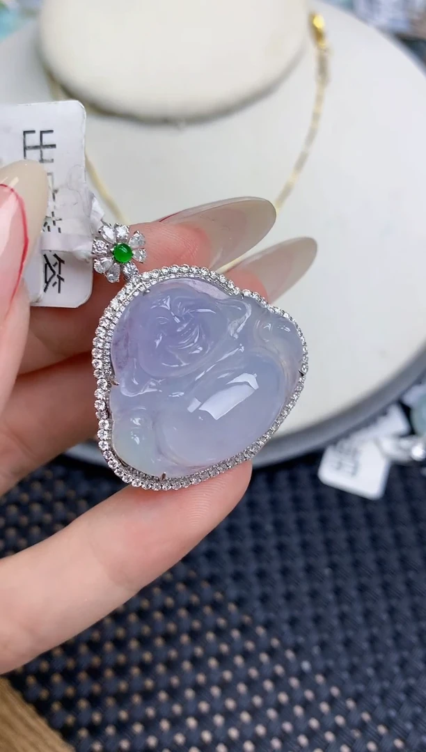 颈饰18K金镶嵌翡翠163   天然翡翠A货  百元以上9米证书费自理