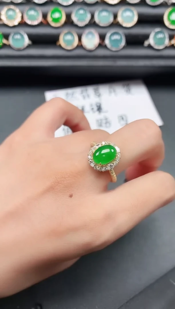 翡翠戒指银S925镶嵌1111111