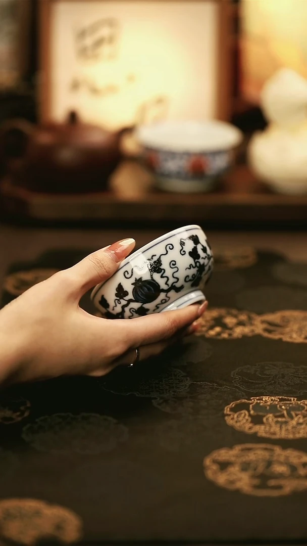 M3007/陶瓷青花瓜瓞茶杯