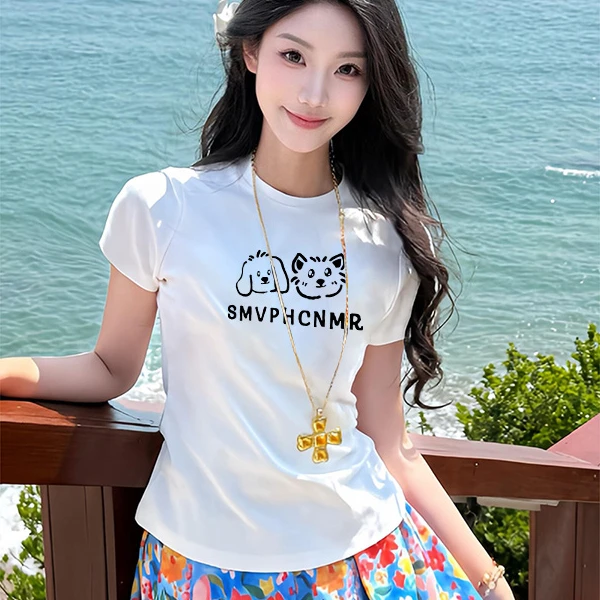 独特绝美上衣百搭圆领时髦设计感洋气短袖2025新款夏季漂亮t恤女