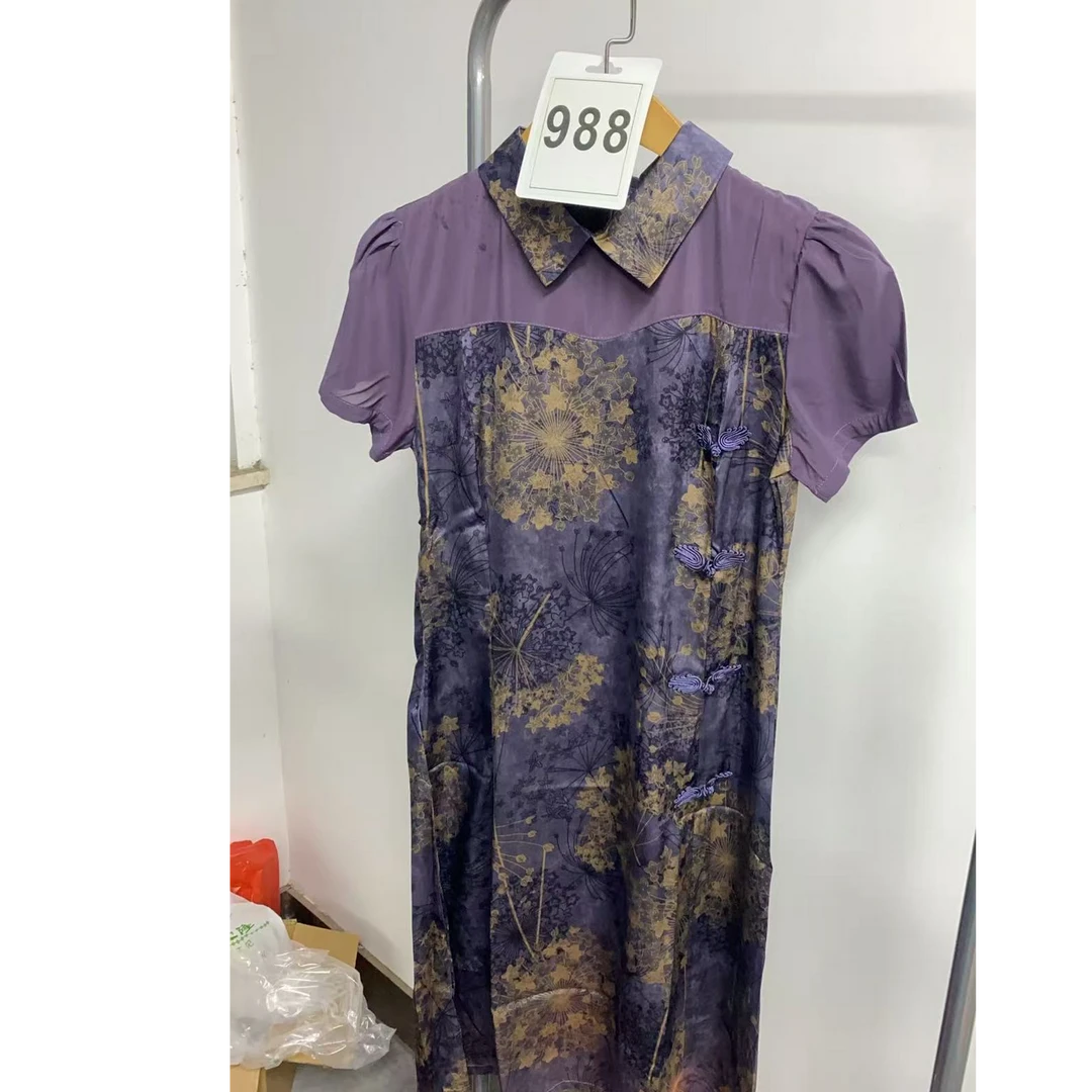 988-优雅宽松型提花复古标准中老年女装设计师连衣裙