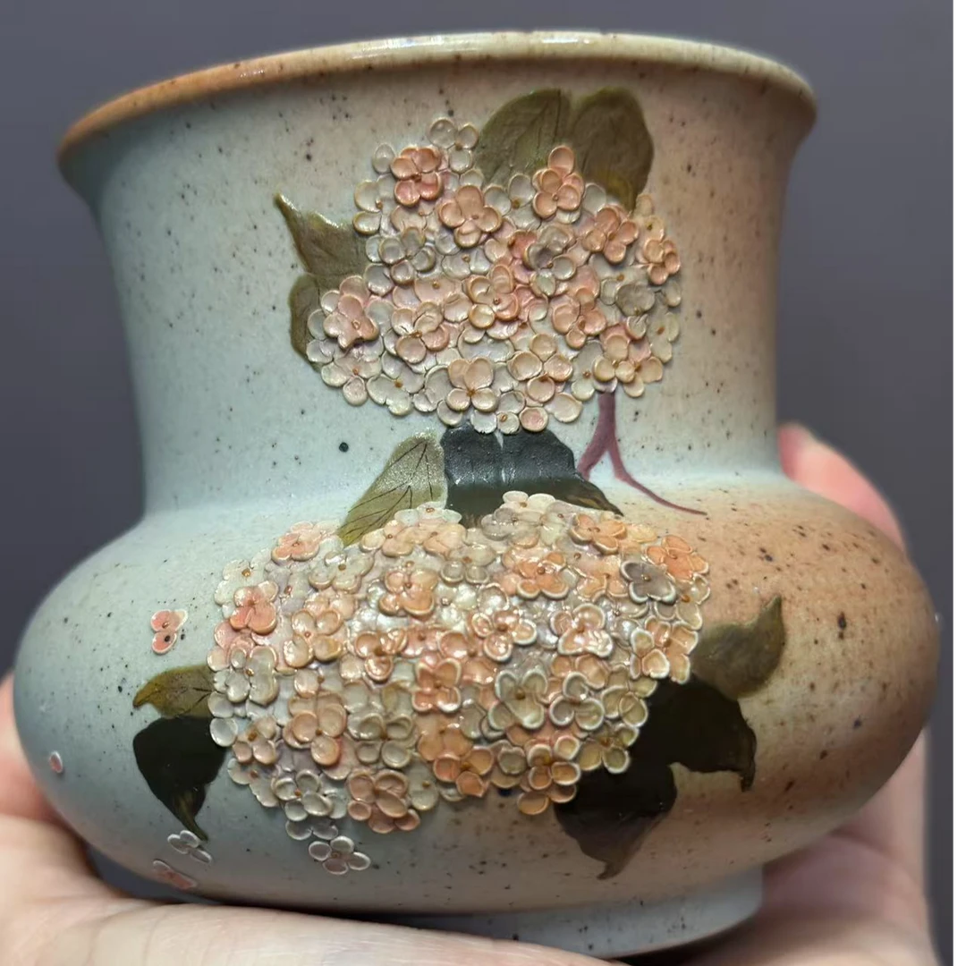 亦缶 柴烧 绣球花 水盂