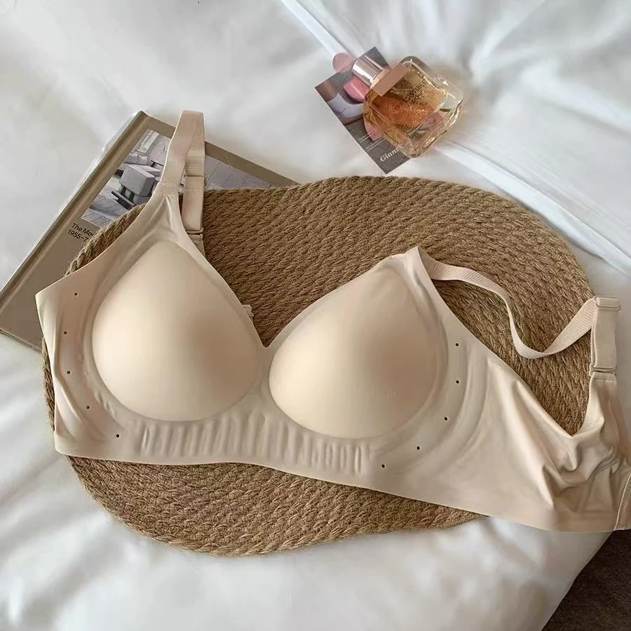 软支撑果冻条无痕内衣女聚拢水滴杯裸感显大透气文胸罩