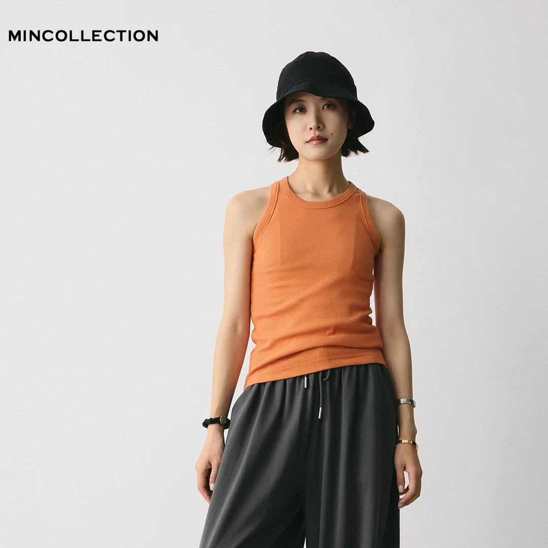 DE Mincollection工字背心/四季刚需挖肩无袖螺纹棉打底背心40207