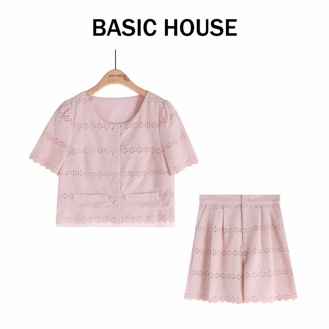 Basic House/百家好夏季短袖小香风气质时尚休闲甜美套装JH