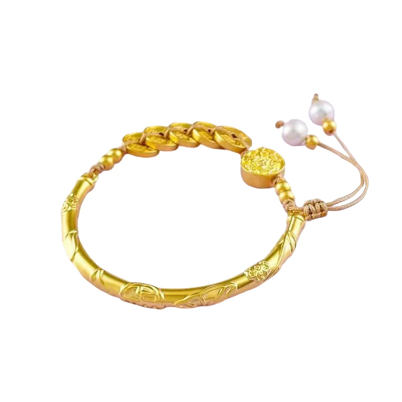 ML0026  原料制作优品摆件 编绳五帝钱半镯