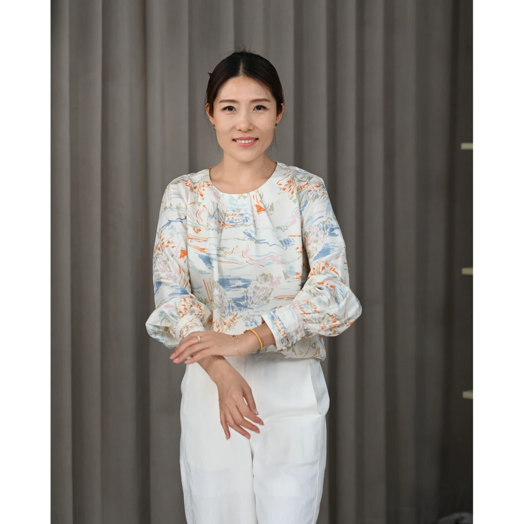 圆领桑蚕丝斜纹稠水墨画复古衬衫夏季衬衣上衣老钱风百搭