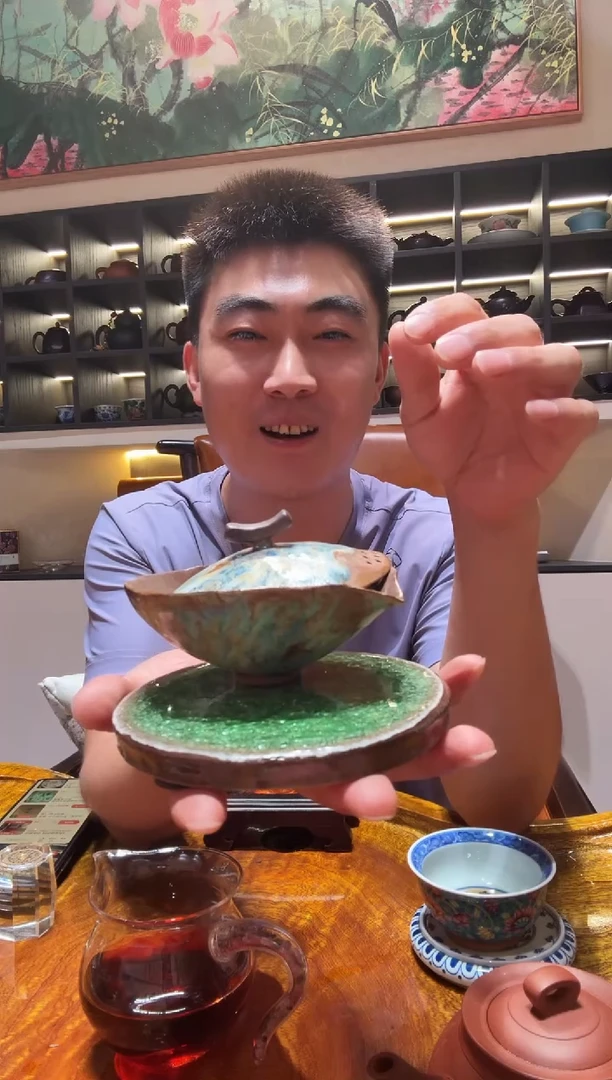 琉璃手工艺品荷叶盖碗超精致