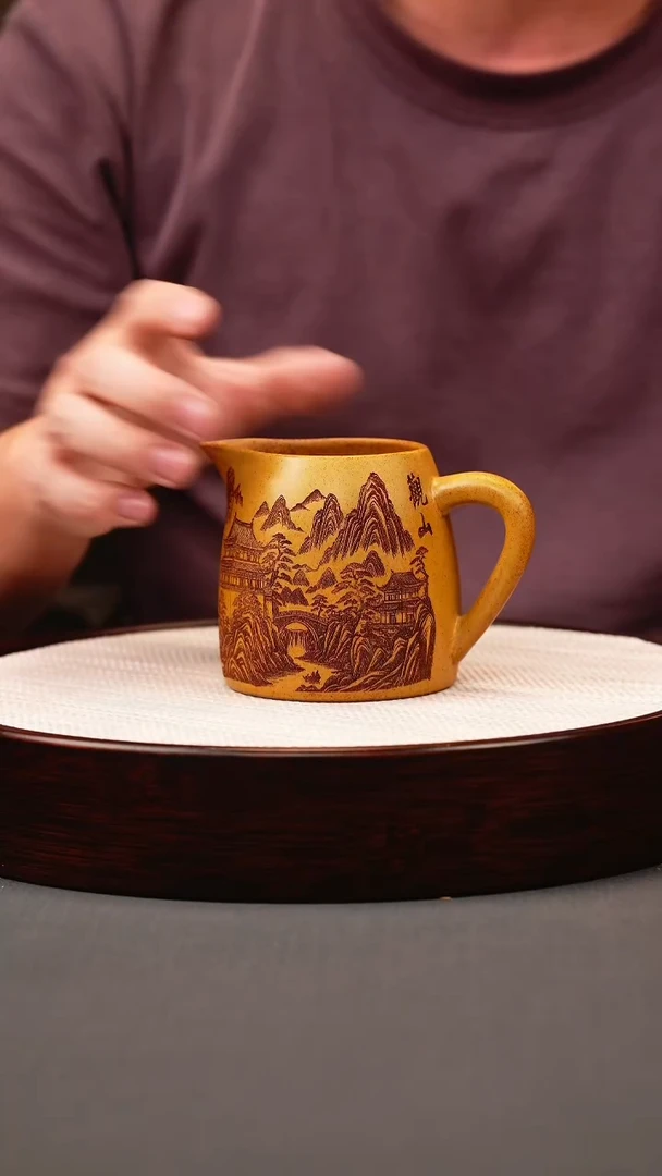 茶壶紫砂龙骨金砂 山水公道杯