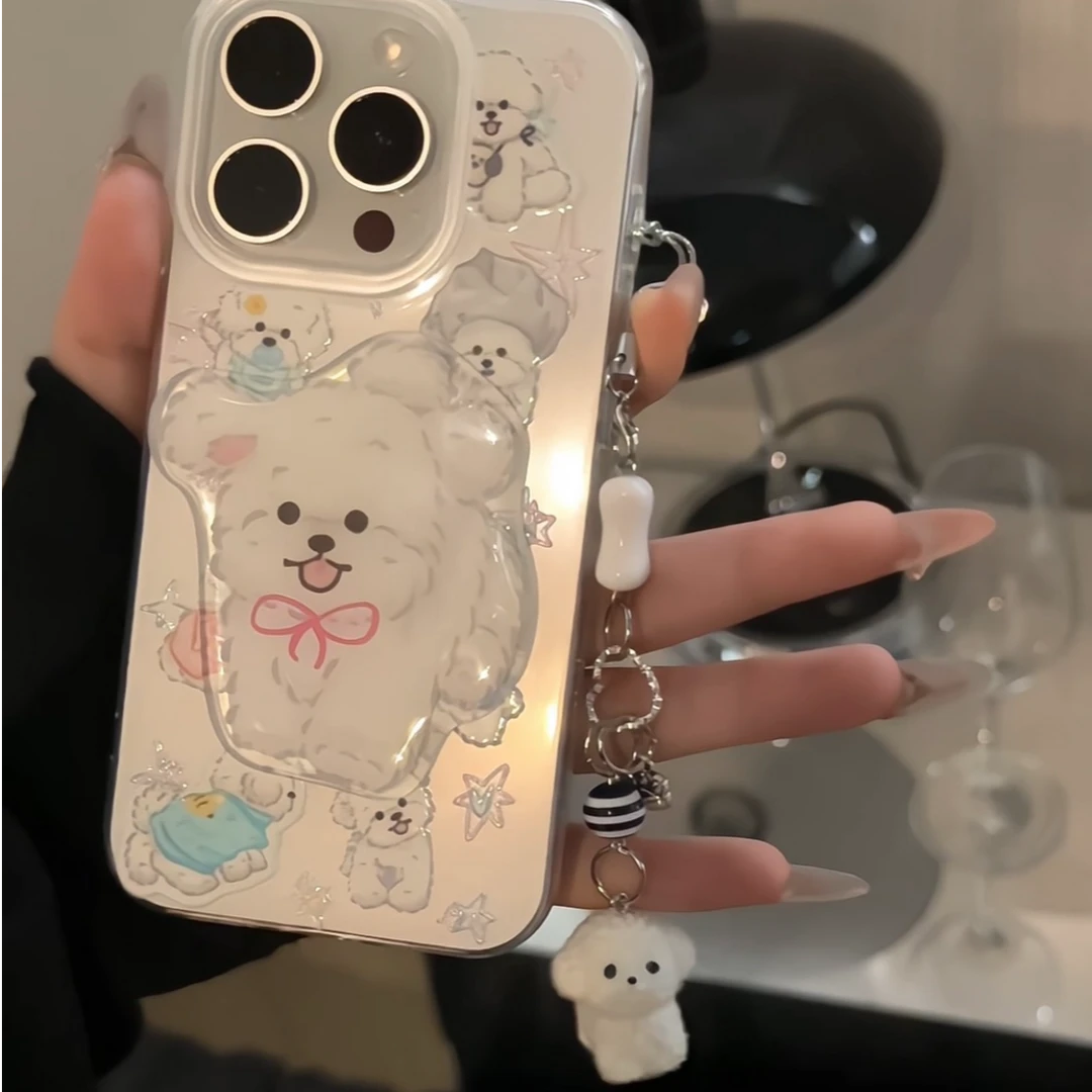 双层IMD适用苹果17华为p80oppo小米15vivo比熊立体可爱链条手机壳