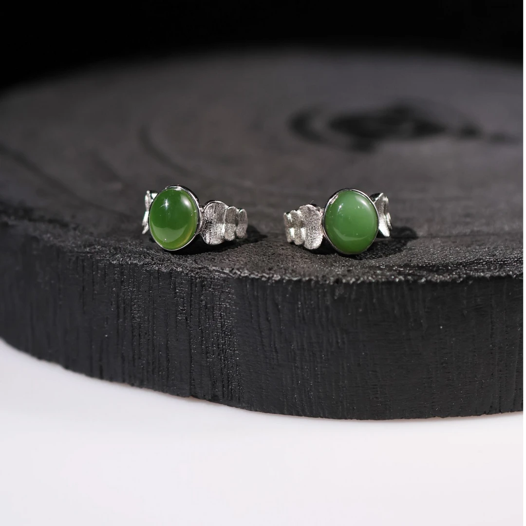 【简绿】和田玉*戒指*s925银镶嵌*多样性发一