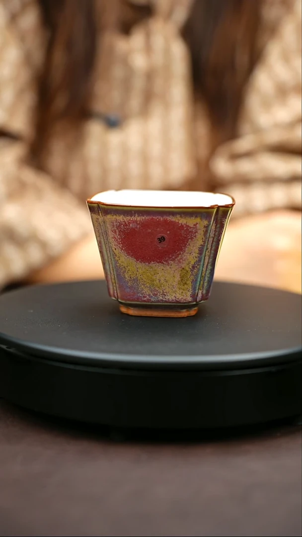 39*王志勇一级品原矿钧瓷炉钧釉四方杯
