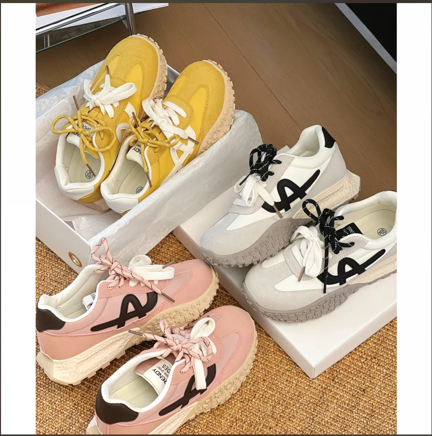 【内增高平底】 德训鞋女6cm内增高运动休闲鞋丑萌厚底阿甘鞋2745