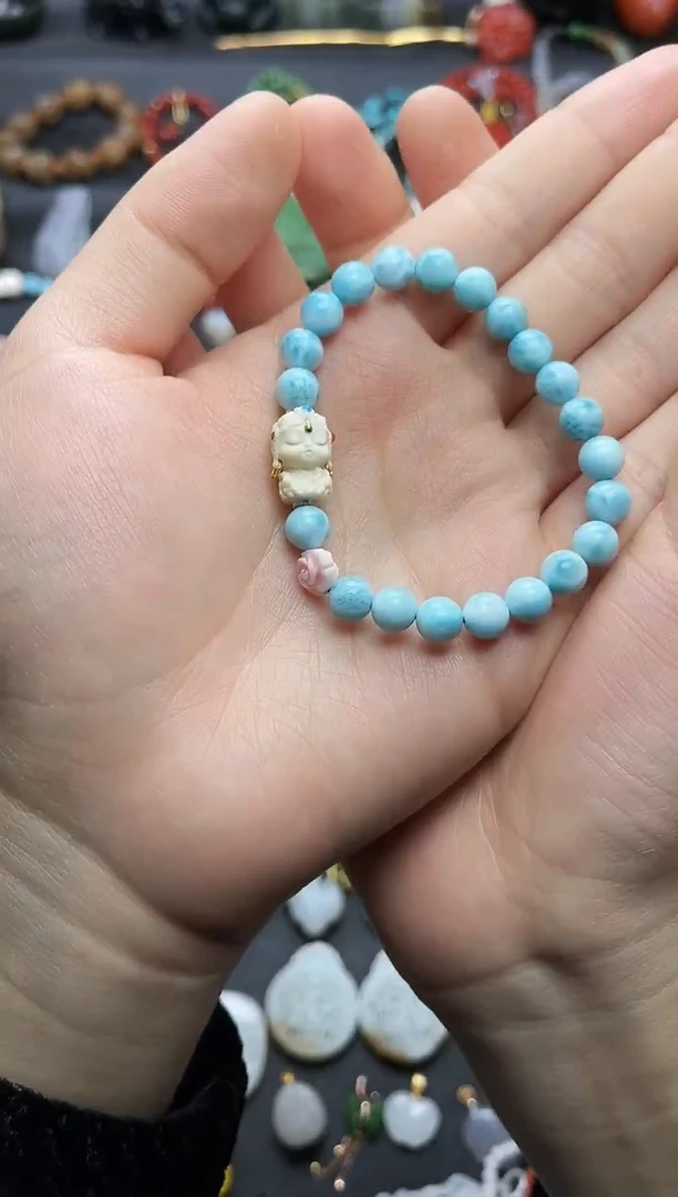 未镶嵌针钠钙石（海纹石）手串单圈手串06