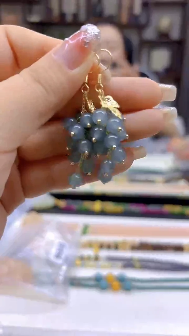 翡翠14K金镶嵌耳饰DIY款E789