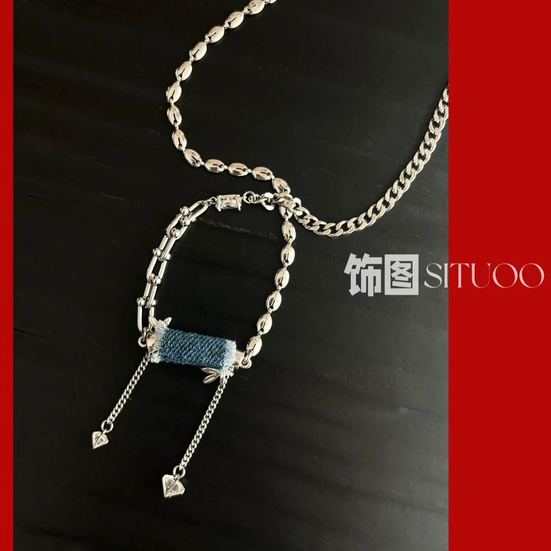 合金项链 SITUOO饰图小众设计款“牛仔很忙”长款坠链复古时尚手工